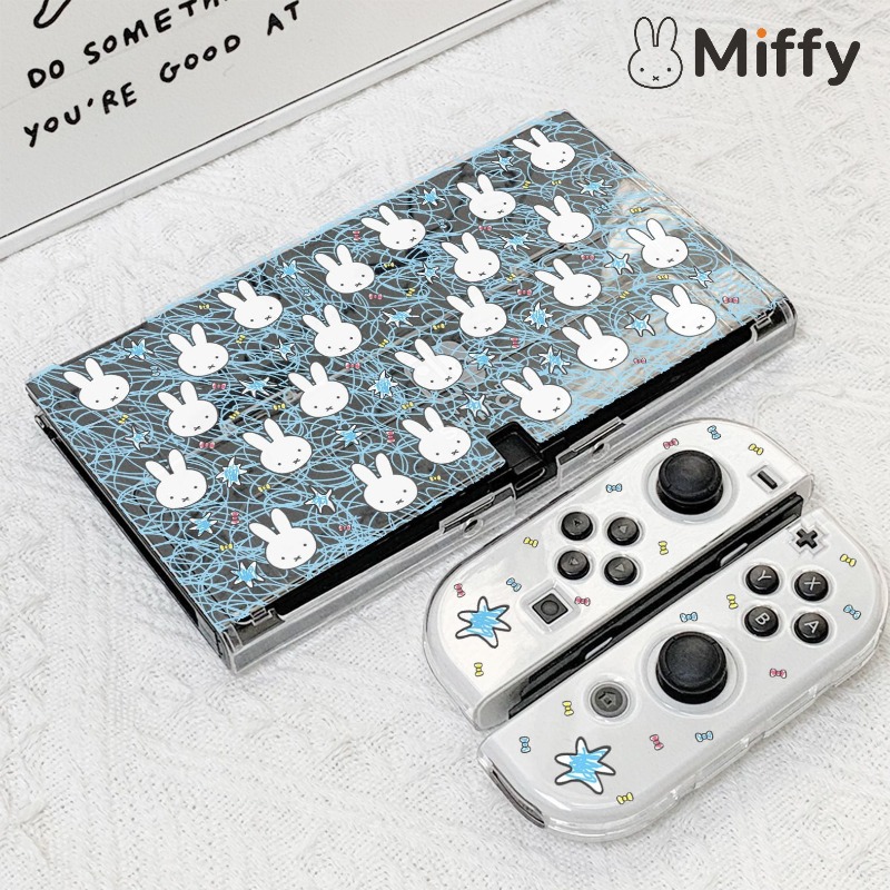 Gaming Console Tv - ニンテンドースイッチOLED用、かわいいミッフィー柄のコンソールケース。分割式ハードシェルで、落下防止機能付きの保護カバー。ゲーム機本体を保護します。