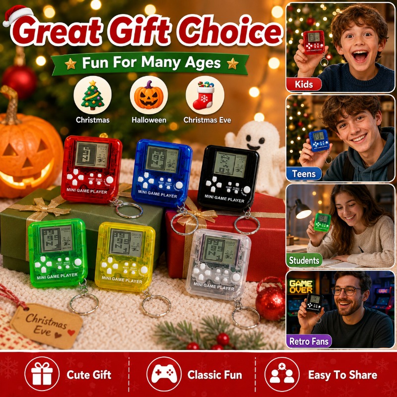 ミニテトリスゲーム機キーホルダー ポータブルゲーム機 バック - Gaming Console Keychain のレビューと価格